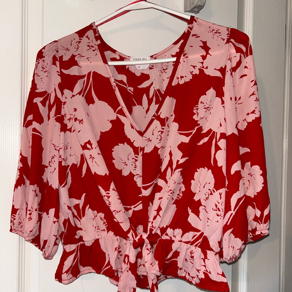 Floral Red Blouse